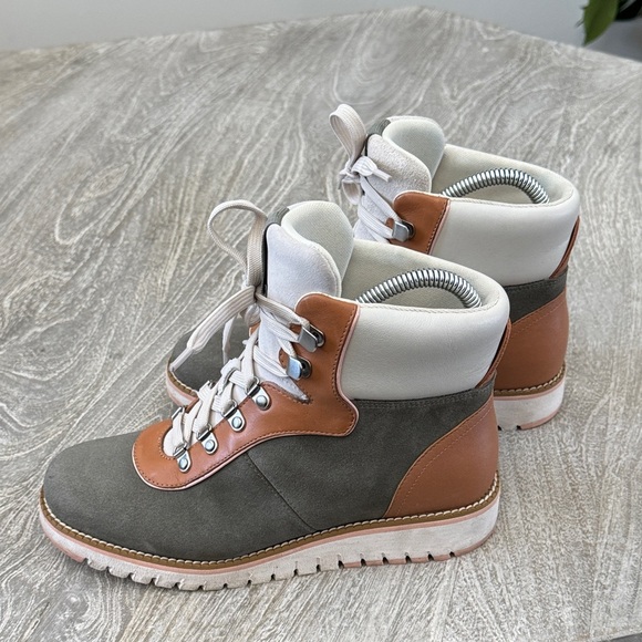 Cole Haan Gray and Brown Lace Up Boots - Picture 7 of 12